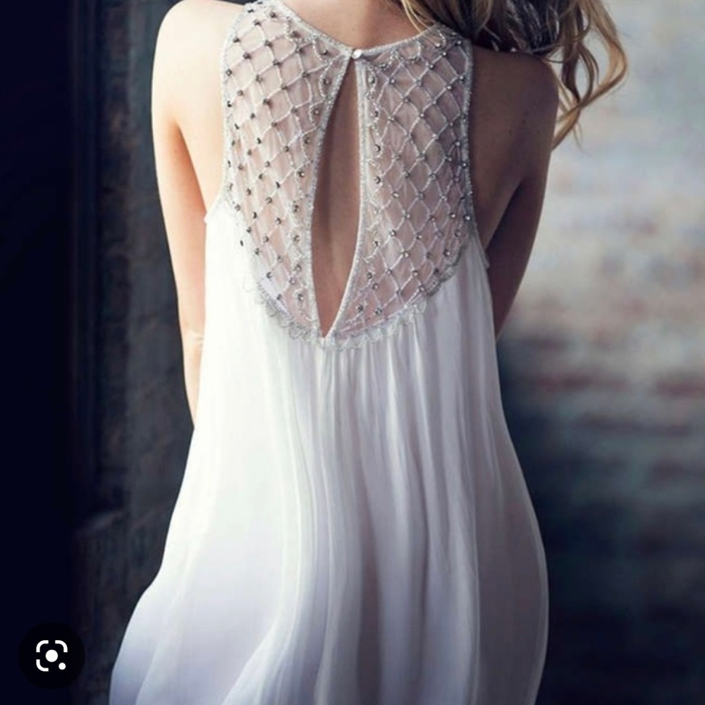 Urban outfitters Kimchi Blue Glynda Trapeze Beadwork dress in silver